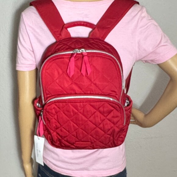Vera Bradley Small Backpack in Performance Twill Cardinal Red NWT - Picture 6 of 12